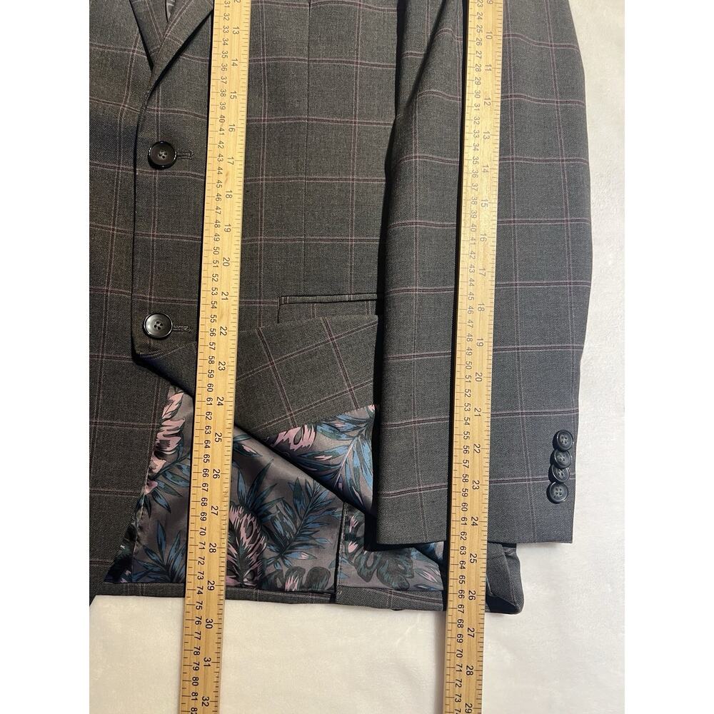 Sean John Mens 38R Gray Purple Plaid Casual Blazer Sport Coat Jacket - Picture 14 of 15
